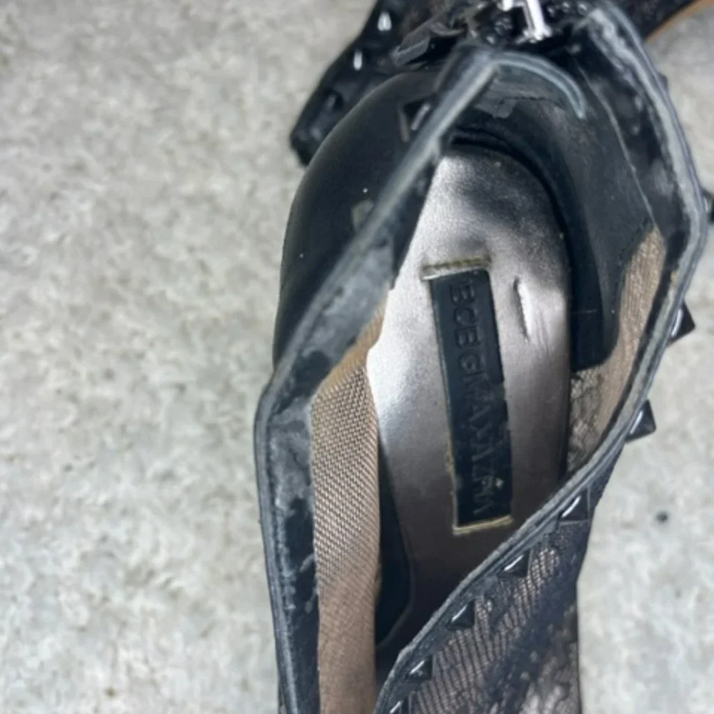 BCBG Maxazria Black Whim Lace Studded High Heel Booties Sz 6M - Picture 6 of 9